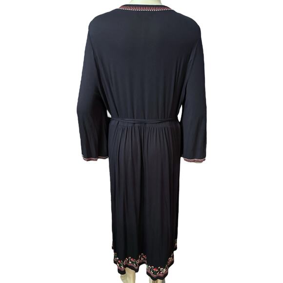 Boden Remi Belted Embroidered Midi Dress Womens Size US 14R Navy Blue Floral - Picture 3 of 9